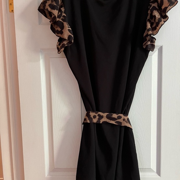 BNWOT BLACK MIDI LENGTH DRESS WITH LEOPARD PRINT FROM SHEIN - Picture 3 of 3